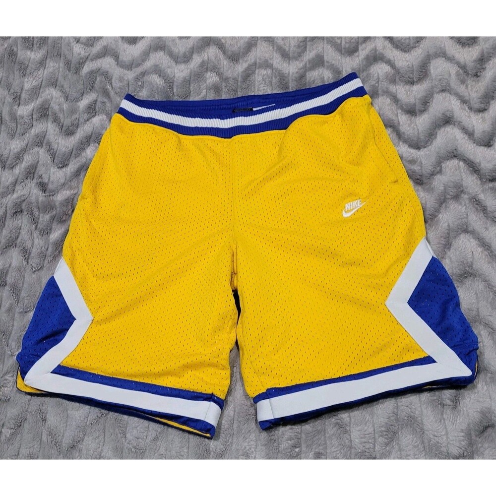 Vtg 90's Y2K Nike Mens M Yellow Mesh Blue Basketball Shorts
